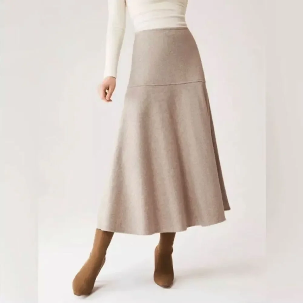 NWT OGL Wool-like Flared Maxi Skirt size M